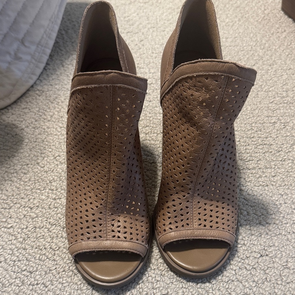 Lucky Brand Brown Perforated Heeled Boots